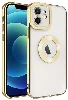 Apple iPhone 11 Kılıf Kamera Korumalı Silikon Logo Açık Omega Kapak - Gold
