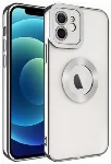 Apple iPhone 11 Kılıf Kamera Korumalı Silikon Logo Açık Omega Kapak - Gümüş