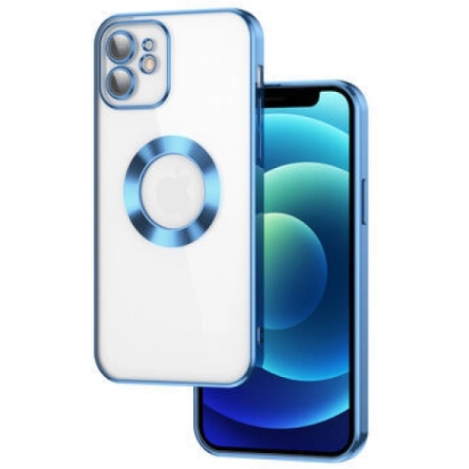 Apple iPhone 11 Kılıf Kamera Lens Korumalı Şeffaf Renkli Logo Gösteren Parlak Kapak - Mavi