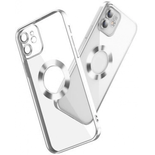 Apple iPhone 11 Kılıf Kamera Lens Korumalı Şeffaf Renkli Logo Gösteren Parlak Kapak - Mavi