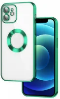 Apple iPhone 11 Kılıf Kamera Korumalı Silikon Logo Açık Omega Kapak - Yeşil