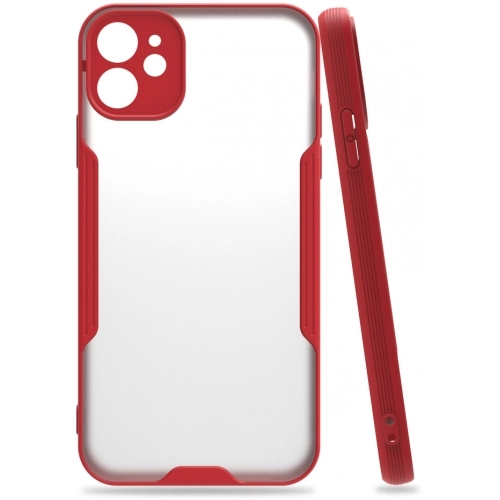 Apple iPhone 11 Kılıf Renkli Silikon Kamera Lens Korumalı Şeffaf Parfe Kapak - Kırmızı