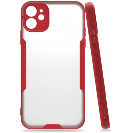 Apple iPhone 11 Kılıf Renkli Silikon Kamera Lens Korumalı Şeffaf Parfe Kapak - Kırmızı