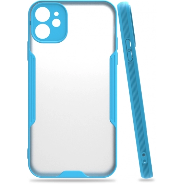 Apple iPhone 11 Kılıf Renkli Silikon Kamera Lens Korumalı Şeffaf Parfe Kapak - Mavi