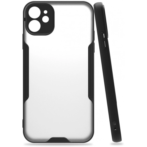 Apple iPhone 11 Kılıf Renkli Silikon Kamera Lens Korumalı Şeffaf Parfe Kapak - Siyah