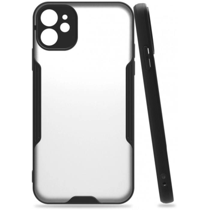 Apple iPhone 11 Kılıf Renkli Silikon Kamera Lens Korumalı Şeffaf Parfe Kapak - Siyah