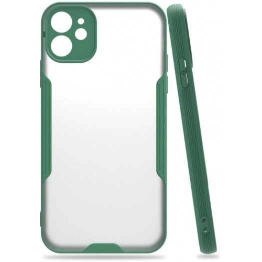 Apple iPhone 11 Kılıf Renkli Silikon Kamera Lens Korumalı Şeffaf Parfe Kapak - Yeşil