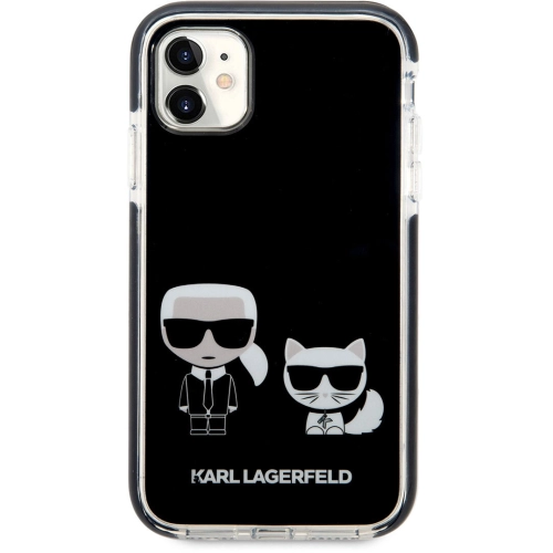 Apple iPhone 11 Kılıf Karl Lagerfeld Kenarları Siyah Silikon K&C Dizayn Kapak - Siyah
