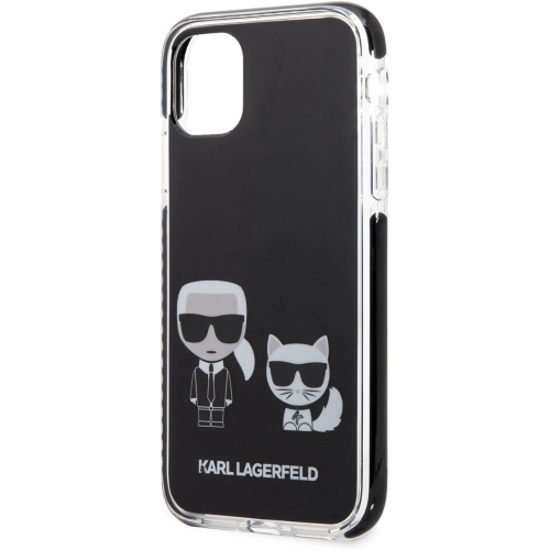 Apple iPhone 11 Kılıf Karl Lagerfeld Kenarları Siyah Silikon K&C Dizayn Kapak - Siyah