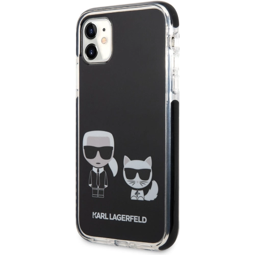 Apple iPhone 11 Kılıf Karl Lagerfeld Kenarları Siyah Silikon K&C Dizayn Kapak - Siyah