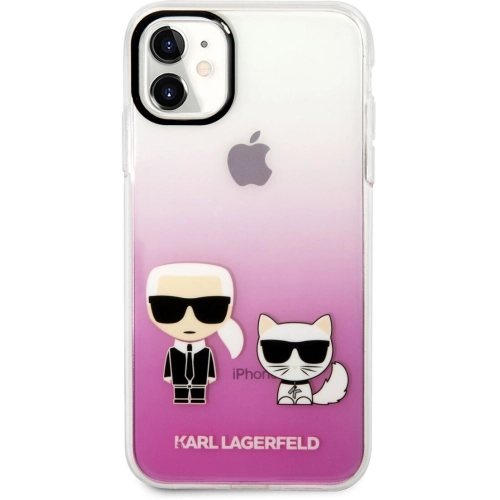 Apple iPhone 11 Kılıf Karl Lagerfeld Sert TPU K&C Dizayn Kapak - Pembe