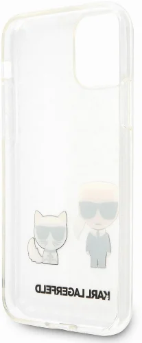 Apple iPhone 11 Kılıf Karl Lagerfeld Sert TPU K&C Dizayn Kapak - Şeffaf