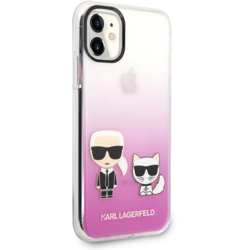 Apple iPhone 11 Kılıf Karl Lagerfeld Sert TPU K&C Dizayn Kapak - Pembe