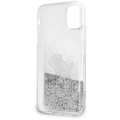 Apple iPhone 11 Kılıf Karl Lagerfeld Sıvılı Simli Choupette Fun Dizayn Kapak - Gümüş