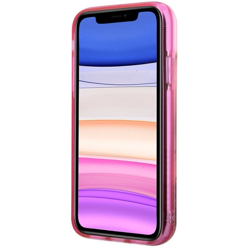 Apple iPhone 11 Kılıf Karl Lagerfeld Sıvılı Simli Choupette Head Dizayn Kapak - Pembe