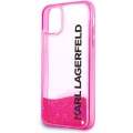 Apple iPhone 11 Kılıf Karl Lagerfeld Sıvılı Simli Elong Dizayn Kapak - Pembe