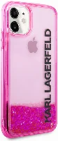 Apple iPhone 11 Kılıf Karl Lagerfeld Sıvılı Simli Elong Dizayn Kapak - Pembe