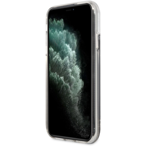 Apple iPhone 11 Kılıf Karl Lagerfeld Sıvılı Simli Gatsby Dizayn Kapak - Siyah