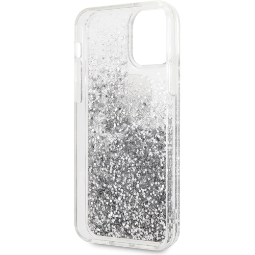 Apple iPhone 11 Kılıf Karl Lagerfeld Sıvılı Simli K&C Dizayn Kapak - Gümüş