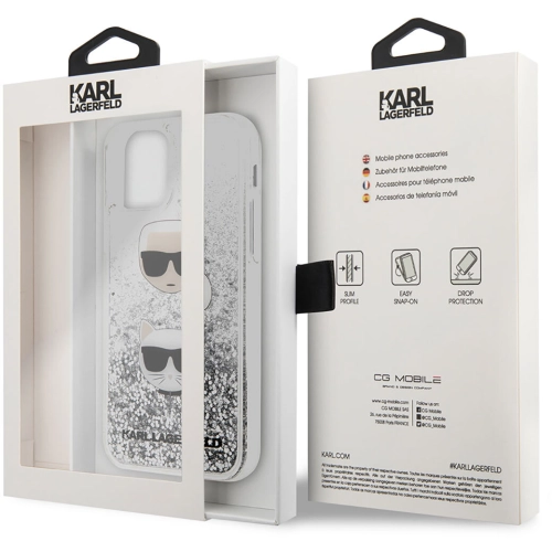 Apple iPhone 11 Kılıf Karl Lagerfeld Sıvılı Simli K&C Dizayn Kapak - Gümüş