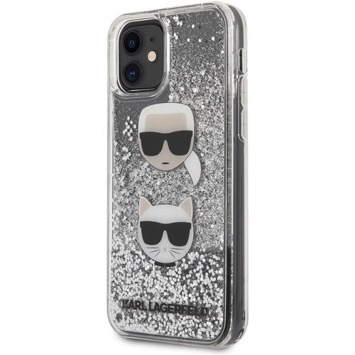 Apple iPhone 11 Kılıf Karl Lagerfeld Sıvılı Simli K&C Dizayn Kapak - Gümüş