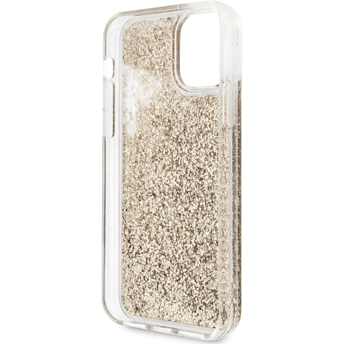 Apple iPhone 11 Kılıf Karl Lagerfeld Sıvılı Simli K&C Head Dizayn Kapak - Gold