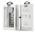 Apple iPhone 11 Kılıf Karl Lagerfeld Sıvılı Simli Logo Dizayn Kapak - Siyah-Gold