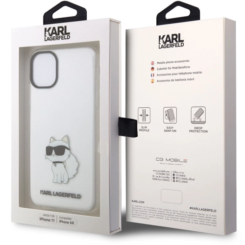 Apple iPhone 11 Kılıf Karl Lagerfeld Transparan Choupette Dizayn Kapak - Şeffaf