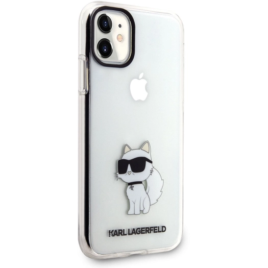 Apple iPhone 11 Kılıf Karl Lagerfeld Transparan Choupette Dizayn Kapak - Şeffaf
