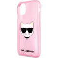 Apple iPhone 11 Kılıf Karl Lagerfeld Transparan Choupette Head Dizayn Kapak - Pembe