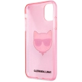 Apple iPhone 11 Kılıf Karl Lagerfeld Transparan Choupette Head Dizayn Kapak - Pembe