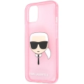 Apple iPhone 11 Kılıf Karl Lagerfeld Transparan Karl Head Dizayn Kapak - Pembe