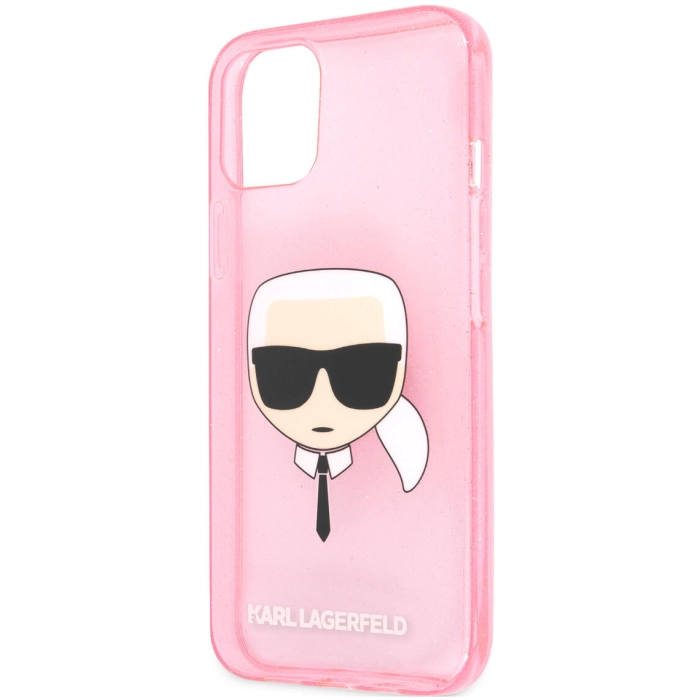 Apple iPhone 11 Kılıf Karl Lagerfeld Transparan Karl Head Dizayn Kapak - Pembe