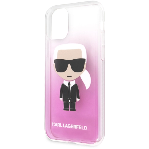 Apple iPhone 11 Kılıf Karl Lagerfeld Yarı Transparan Karl Dizayn Kapak - Pembe