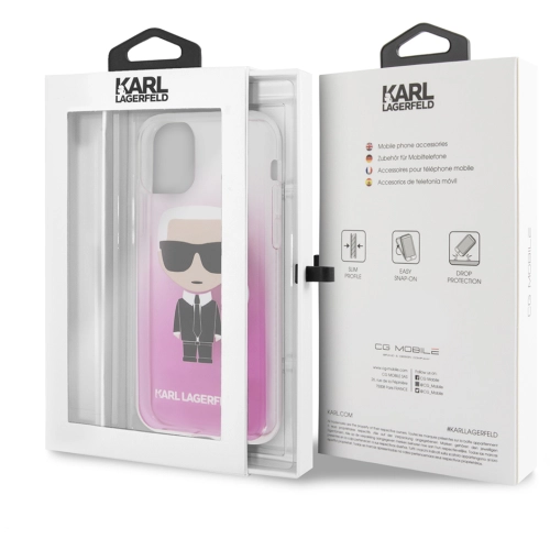 Apple iPhone 11 Kılıf Karl Lagerfeld Yarı Transparan Karl Dizayn Kapak - Pembe