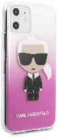 Apple iPhone 11 Kılıf Karl Lagerfeld Yarı Transparan Karl Dizayn Kapak - Pembe