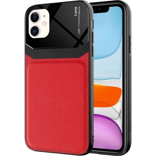 Apple iPhone 11 Kılıf Deri Görünümlü Emiks Kapak - Kırmızı