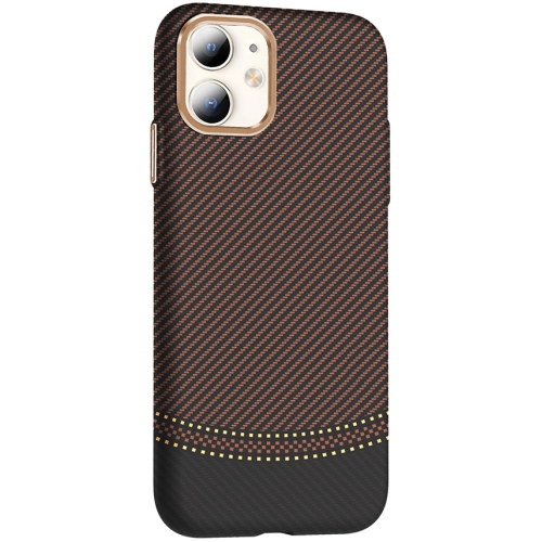 Apple iPhone 11 ile Uyumlu Kılıf MagSafe Şarj Özellikli Karbon Fiber Görünümlü Gros Kapak - Siyah-Lacivert