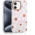 Apple iPhone 11 Kılıf Magsafe Kablosuz Şarj Özellikli Çiçek Desenli Silikon TPU+PC Papat Kapak - Pembe