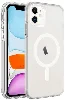 Apple iPhone 11 Kılıf Magsafe Şarj Özellikli Buzlu Transparan C-Pro Sert Kapak - Şeffaf