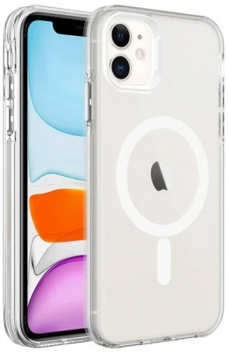 Apple iPhone 11 Kılıf Magsafe Şarj Özellikli Buzlu Transparan C-Pro Sert Kapak - Şeffaf