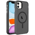 Apple iPhone 11 Kılıf Magsafe Şarj Özellikli Buzlu Transparan C-Pro Sert Kapak - Siyah