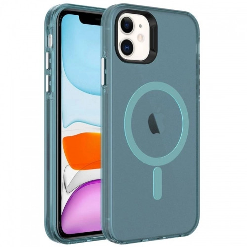 Apple iPhone 11 Kılıf Magsafe Şarj Özellikli Buzlu Transparan C-Pro Sert Kapak - Siyah