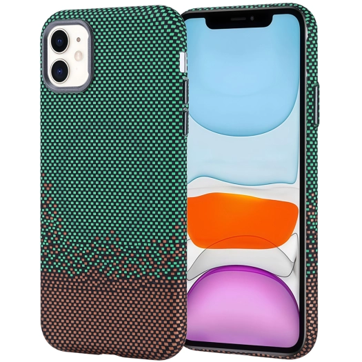 Apple iPhone 11 Kılıf Magsafe Şarj Özellikli Karbon Fiber Görünümlü Zore Nekst Kapak - Yeşil