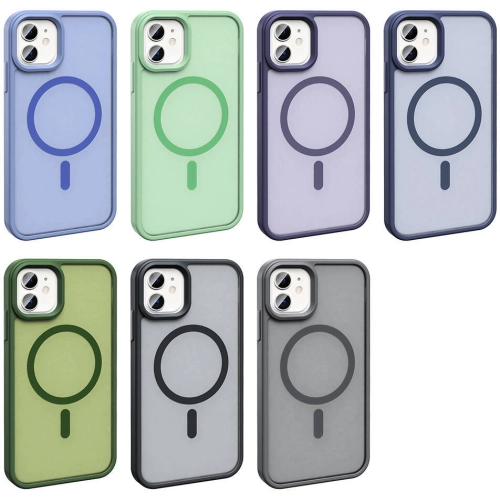 Apple iPhone 11 Kılıf Magsafe Şarj Özellikli Renkli Mat Arka Yüzey Sio Kapak - Gri