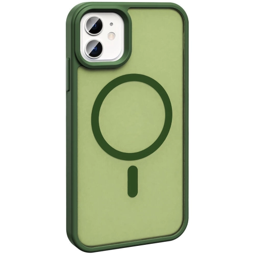 Apple iPhone 11 Kılıf Magsafe Şarj Özellikli Renkli Mat Arka Yüzey Sio Kapak - Açık Yeşil