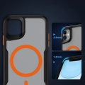 Apple iPhone 11 Kılıf Magsafe Şarj Özellikli Renkli Kenar Airbag Şeritli Lamer TPU MagSafe Kapak - Turuncu