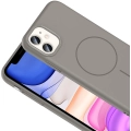 Apple iPhone 11 ile Uyumlu Kılıf Magsafe Şarj Özellikli Ruby Silikon Kapak - Gri