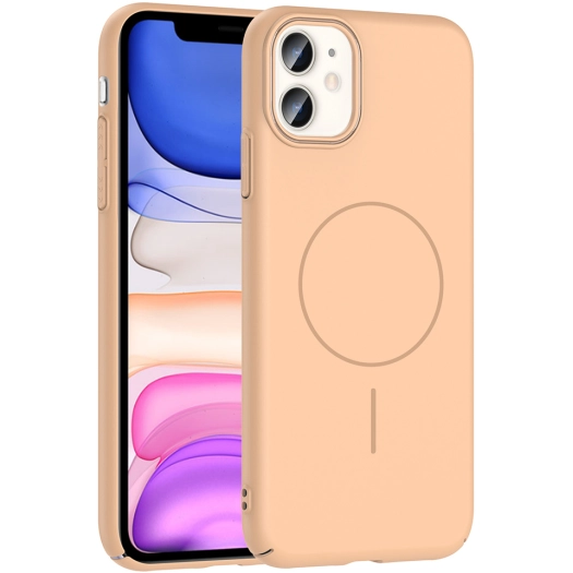 Apple iPhone 11 ile Uyumlu Kılıf Magsafe Şarj Özellikli Ruby Silikon Kapak - Desert Titanyum