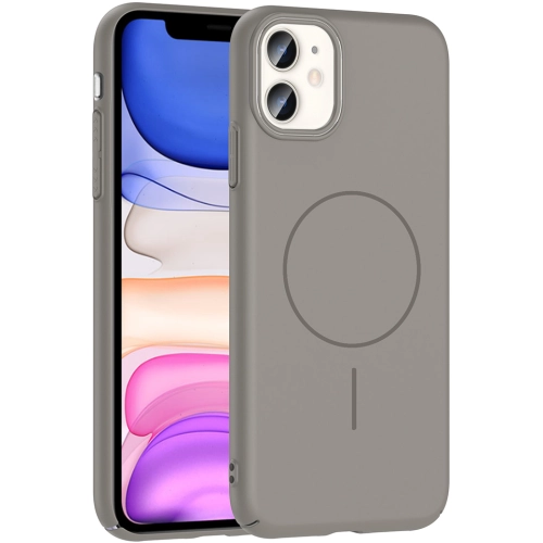 Apple iPhone 11 ile Uyumlu Kılıf Magsafe Şarj Özellikli Ruby Silikon Kapak - Gri